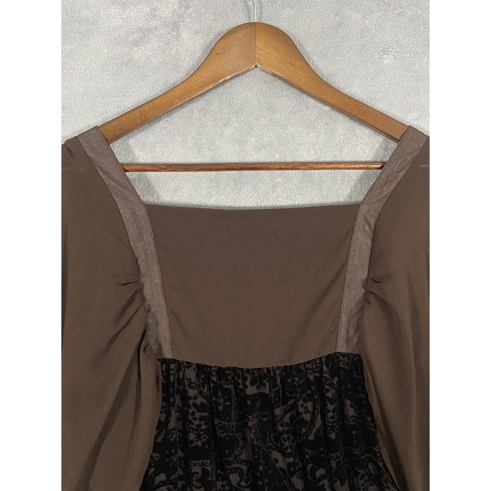 Umgee Dress Womens Sz M Brown Velvet Burnout‎ Stretch Boho Whimsigoth Night Out - Picture 12 of 13